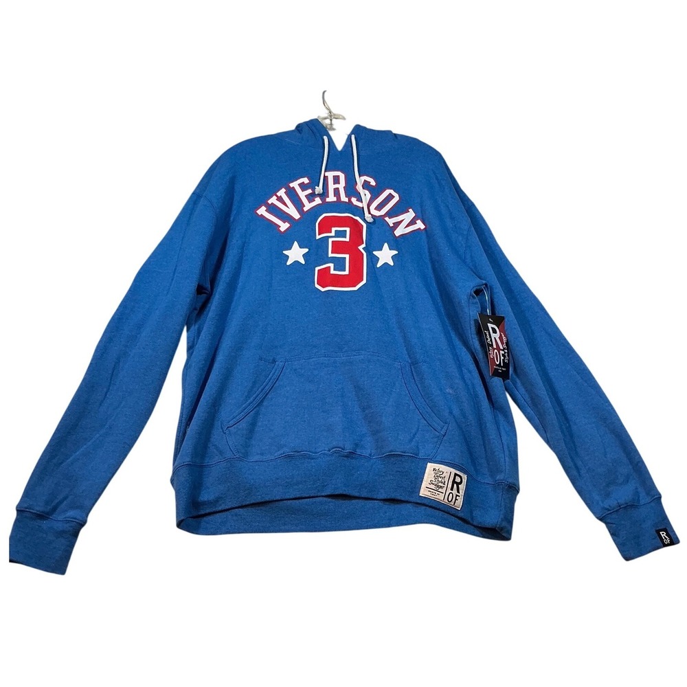 Roots of Fight Allen Iverson 3 Hoodie Mens XL Blue Philadelphia 76ers Sweatshirt